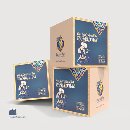 طراحی بسته بندی کاشی هفت رنگ پرشیا تایلز