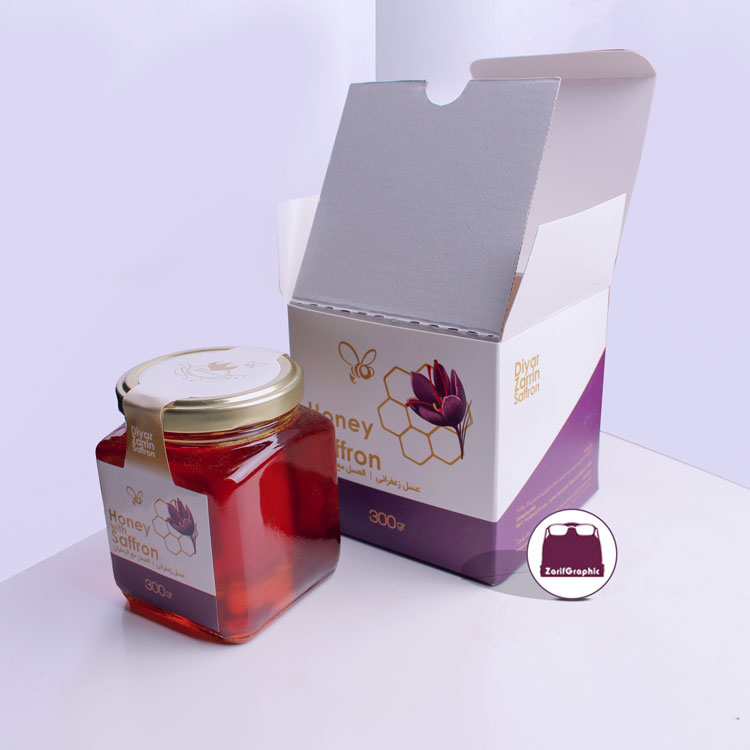 طراحی بسته بندی عسل زعفرانی دیار