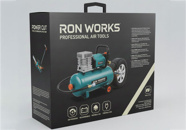 طراحی حرفه ای بسته بندی کمپرسور باد پرتابل